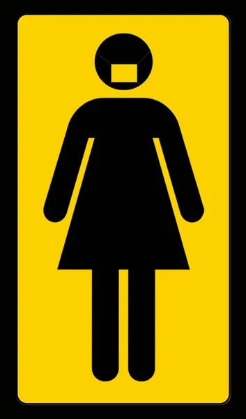 Mulher Vestindo Máscara Icon Ilustração Amarelo Construção Banheiro Sinal — Fotografia de Stock