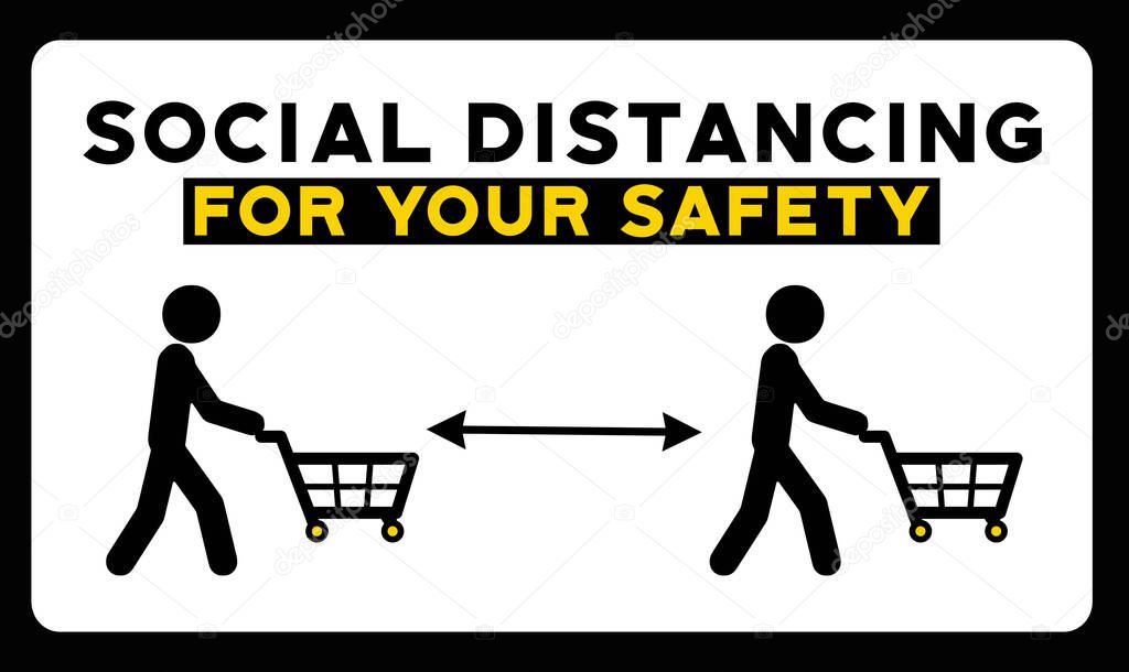 Social Distancing For Your Safety While Shopping Sign For Store Reopening Covid-19 Rules 