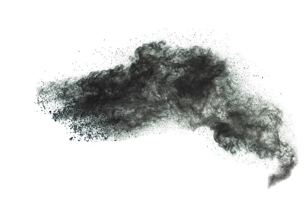 Explosión Polvo Negro Aislado Sobre Fondo Blanco —  Fotos de Stock