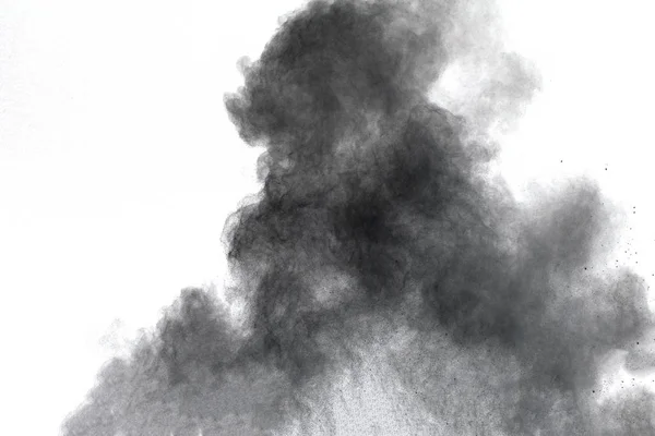 Esplosione Polvere Nera Isolata Sfondo Bianco — Foto Stock