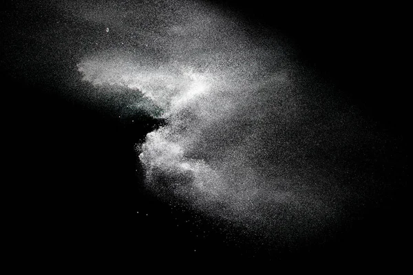 Bizarre Forms White Powder Explosion Cloud Black Background White Dust — Stock Photo, Image