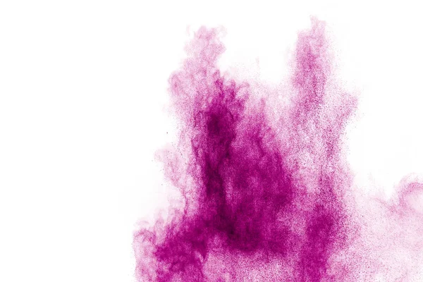 Esplosione Polvere Colore Rosa Isolata Sfondo Bianco Spruzzi Polvere Rosa — Foto Stock