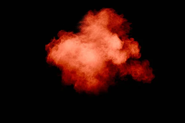 Polvere Arancione Particelle Polvere Esplosione Sfondo Nero Particelle Polvere Arancione — Foto Stock