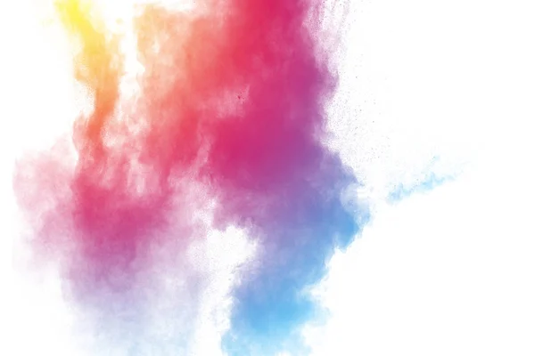 散落在白色背景上的彩粉 彩粉爆炸的冻结运动 — 图库照片