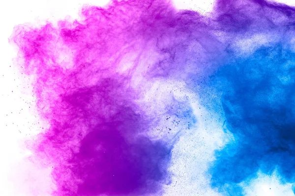 Esplosione di polvere di colore rosa blu isolata su backgrou bianco — Foto Stock