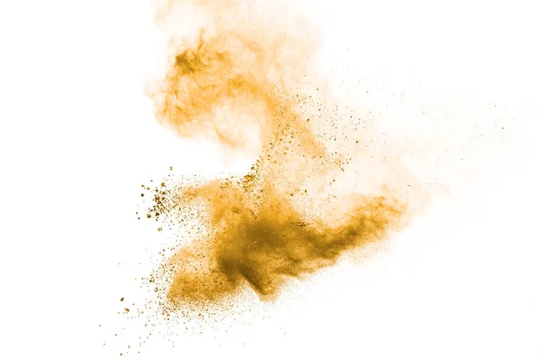 Kahverengi Toz Bulutu Kahverengi Parçacıkların Beyaz Zemin Üzerine Sıçradı — Stok fotoğraf