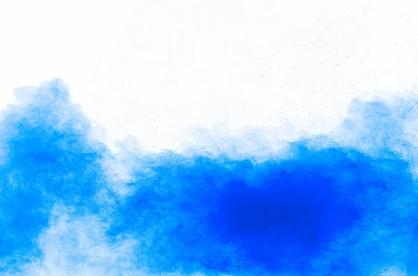 Kolor Niebieski Proszek Chmury Wybuchu Białym Tle Zbliżenie Niebieski Rozchlapać — Zdjęcie stockowe