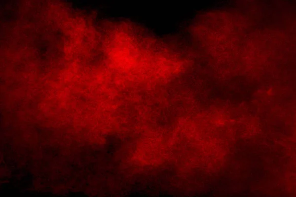 Nube Esplosione Polvere Rossa Sfondo Nero — Foto Stock