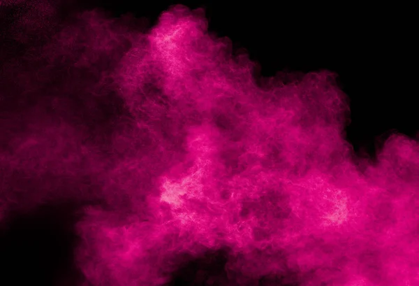 Abstrakt Rosa Damm Partiklar Explosion Svart Bakgrund Frys Rörelse Rosa — Stockfoto