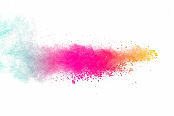Färgglad Bakgrund Pastell Pulver Explosion Flerfärgad Damm Stänk Vit Bakgrund — Stockfoto