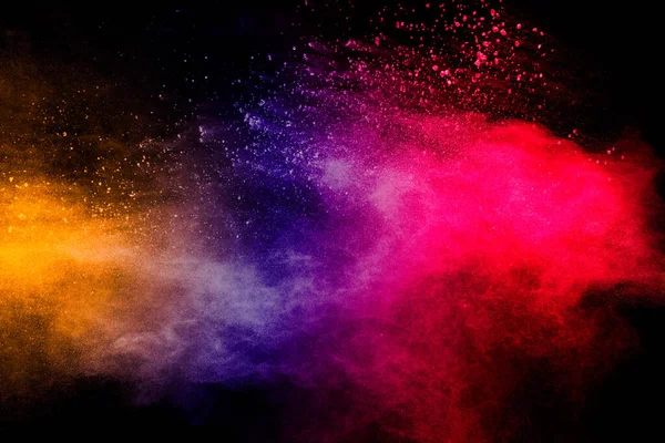 Freeze Motion Colorful Dust Particles Splash Painted Holi — Stock Photo, Image