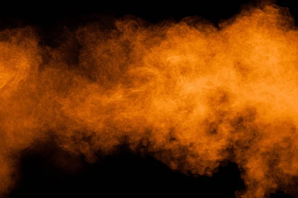 Взрыв Оранжевого Порошка Черном Фоне Оранжевая Пыль — стоковое фото