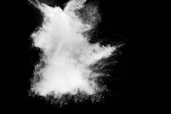 White Powder Explosion Cloud Black Background White Dust Particles Splash — Stock Photo, Image
