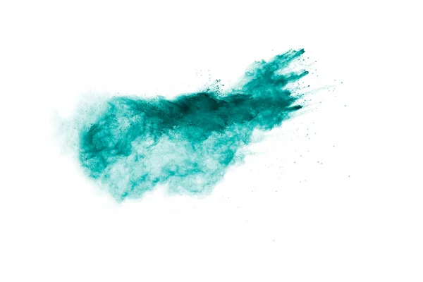 Grüne Farbe Pulver Explosion Wolke Auf Weißem Hintergrund Grüner Staubspritzer — Stockfoto