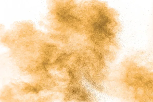 Коричневая Пыль Порошок Cloud Brown Частицы Брызг Белом Фоне — стоковое фото
