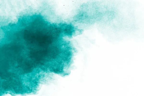 Zielony Kolor Proszku Wybuchu Chmura Białym Tle Zielony Pył Rozpryskany — Zdjęcie stockowe