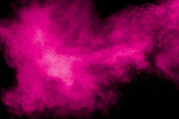 Esplosione Astratta Polvere Rosa Sfondo Nero Movimento Congelamento Spruzzi Polvere — Foto Stock