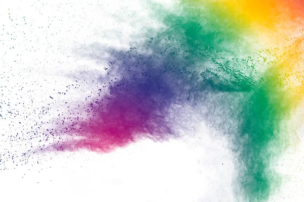 Bunten Hintergrund Von Pastellpuder Explosion Multi Farbigen Staubspritzer Auf Weißem — Stockfoto