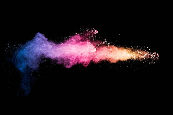 Colorful Background Pastel Powder Explosion Rainbow Color Dust Splash Black — Stock Photo, Image