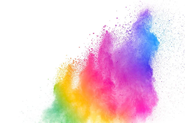 Freeze Motion Colored Powder Explosions Isolated White Background Color Dust — Stock Photo, Image