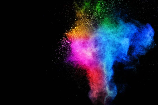 Bunte Explosion Für Glückliches Holi Pulver Abstrakter Hintergrund Von Farbpartikeln — Stockfoto