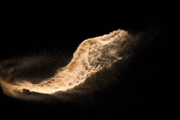 Zlatý Suchý Říční Písek Výbuch Izolovaný Bílém Pozadí Abstraktní Cákání — Stock fotografie