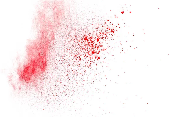 Explosion Abstraite Poussière Rouge Sur Fond Blanc Mouvement Gel Des — Photo