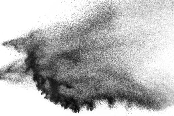Вибух Чорного Пороху Білому Тлі Частинки Пилу Вугілля Видихають Повітрі — стокове фото