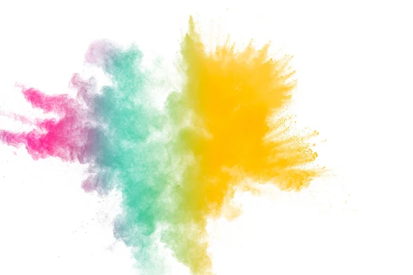 Beyaz Arka Planda Renkli Toz Patlaması Pastel Renk Toz Parçacık — Stok fotoğraf