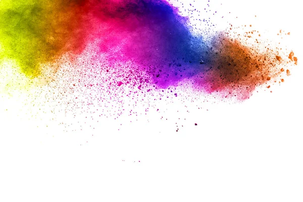 Färgglada Pulver Explosion Vit Bakgrund Abstrakt Pastell Färg Damm Partiklar — Stockfoto