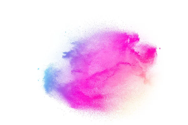 Kleur Stof Splash Wolk Witte Achtergrond Gelanceerde Kleur Poeder Explosie — Stockfoto