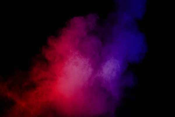 Abstrakte Rot Blaue Staubexplosion Auf Schwarzem Hintergrund Gefrierbewegung Von Rot — Stockfoto