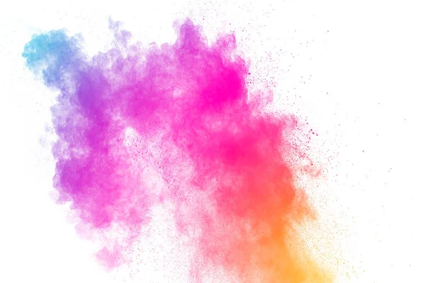 Colorful Powder Explosion White Background Pastel Color Dust Particle Splashing — Stock Photo, Image