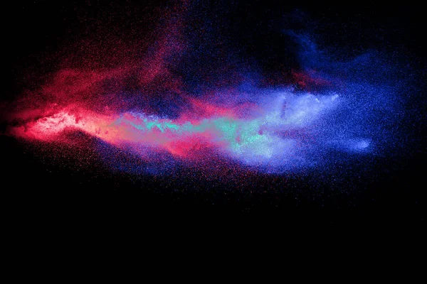Nube Esplosione Polvere Colore Sfondo Nero Movimento Congelamento Particelle Polvere — Foto Stock
