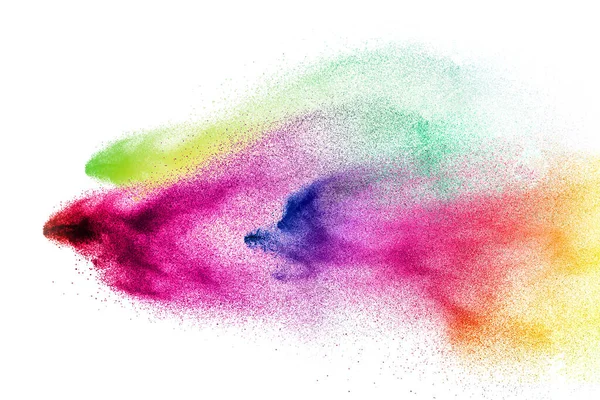 Взрыв Разноцветного Холового Порошка Красивый Радужный Порошок Улетает — стоковое фото