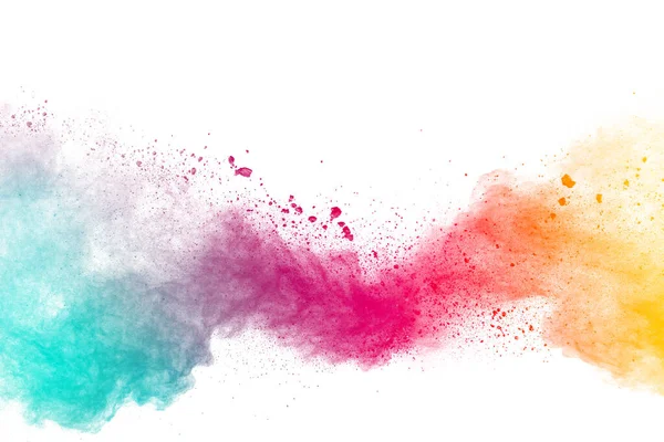 Abstract Multicolored Powder Explosion White Background Colorful Dust Explode Painted — Stock Photo, Image