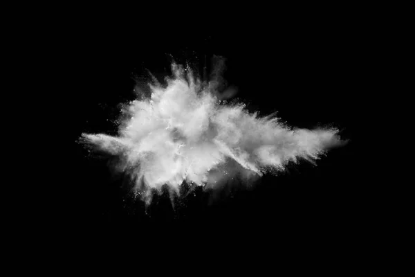 Explosion Abstraite Poudre Blanche Débris Poussière Blanche Sur Fond Noir — Photo