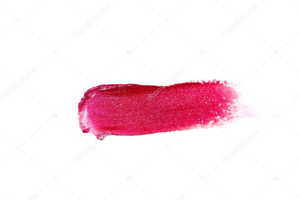 Colorful lipstick smudge smear isolated on white background.Cosmetic product photography.