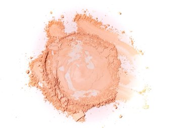 Beyaz arkaplanda izole edilmiş bej ezilmiş göz farı.