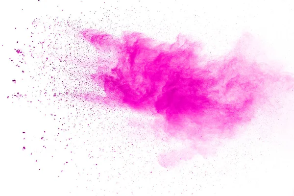 Explosión Abstracta Polvo Rosa Sobre Fondo Blanco Congelar Movimiento Salpicadura —  Fotos de Stock