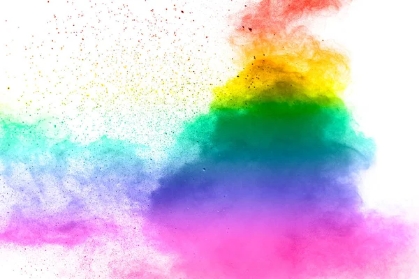 Colorful Background Pastel Powder Explosion Rainbow Color Dust Splash White — Stock Photo, Image