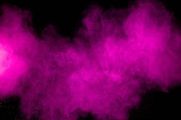 Particelle Polvere Rosa Spruzzare Sfondo Nero Spruzzi Polvere Rosa — Foto Stock