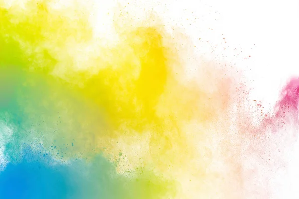 Kleurrijke Achtergrond Van Pastel Poeder Explosie Rainbow Kleur Stof Plons — Stockfoto
