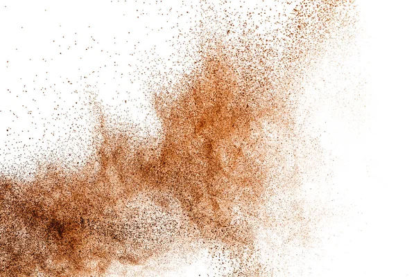 Polvere Marrone Profondo Esplosione Sfondo Bianco — Foto Stock