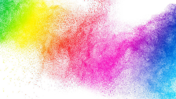 Colorful powder explosion.Bright pastel color dust particles splash.