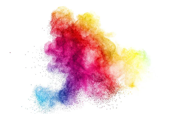 Frys Rörelse Färgglada Damm Partiklar Vit Bakgrund Abstrakt Pastell Färg — Stockfoto