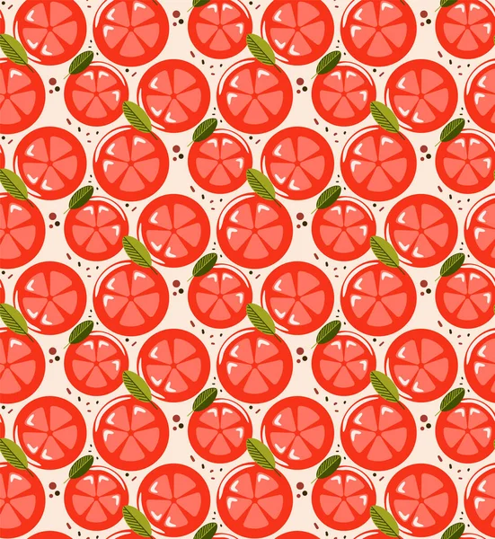 Fatias Tomate Vermelho Uma Deliciosa Salada Pizza Padrão Sem Costura — Vetor de Stock