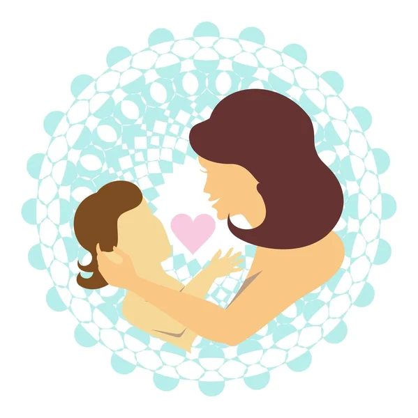 Σιλουέτα Της Μητέρας Και Του Παιδιού Αγκαλιάζει — Διανυσματικό Αρχείο