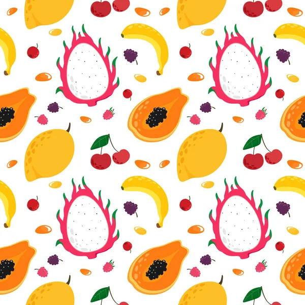 Modèle Sans Couture Avec Des Fruits Tropicaux Modèle Vectoriel — Image vectorielle