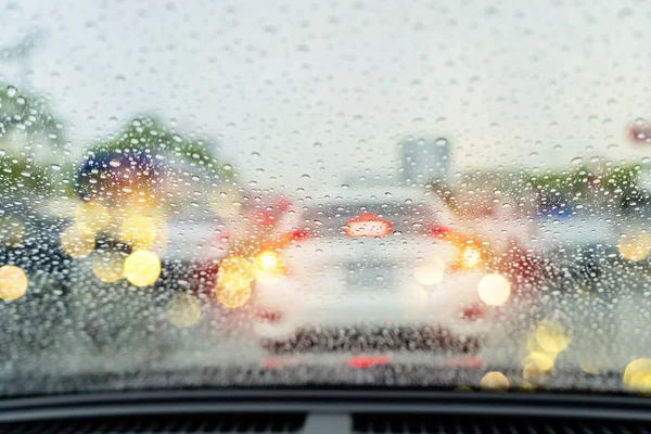 Windshield from at rain weather — Stock Photo, Image